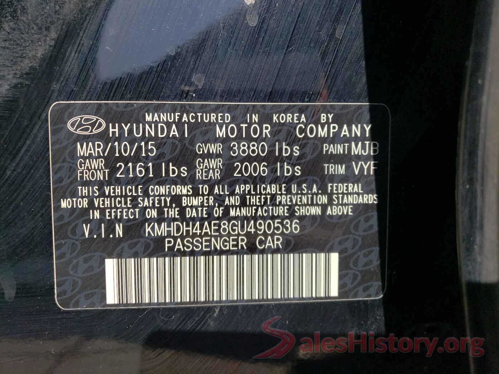 KMHDH4AE8GU490536 2016 HYUNDAI ELANTRA