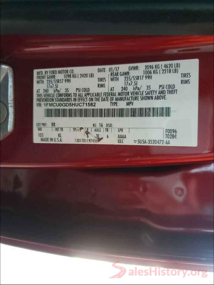 1FMCU0GD5HUC71582 2017 FORD ESCAPE