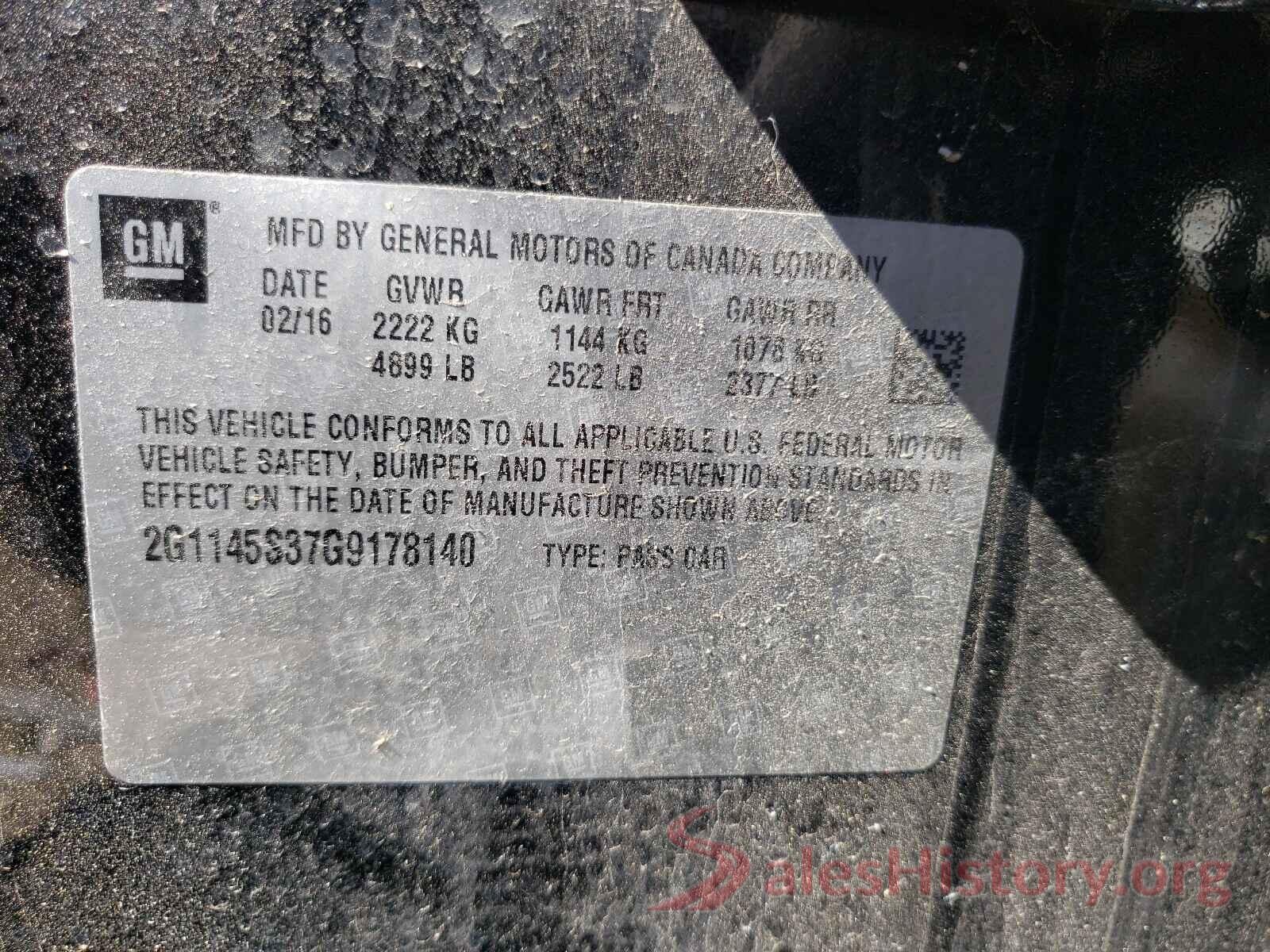 2G1145S37G9178140 2016 CHEVROLET IMPALA