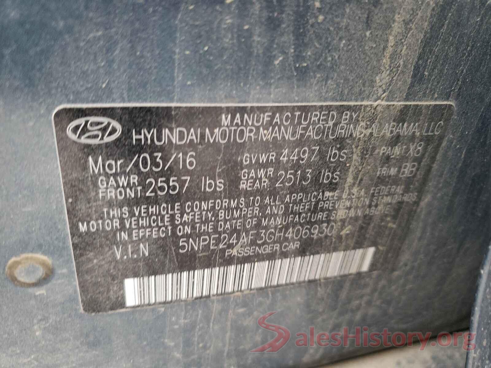 5NPE24AF3GH406930 2016 HYUNDAI SONATA