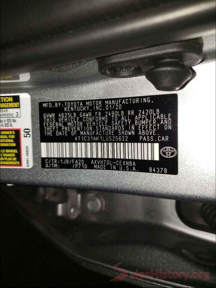 4T1C31AK1LU525622 2020 TOYOTA CAMRY