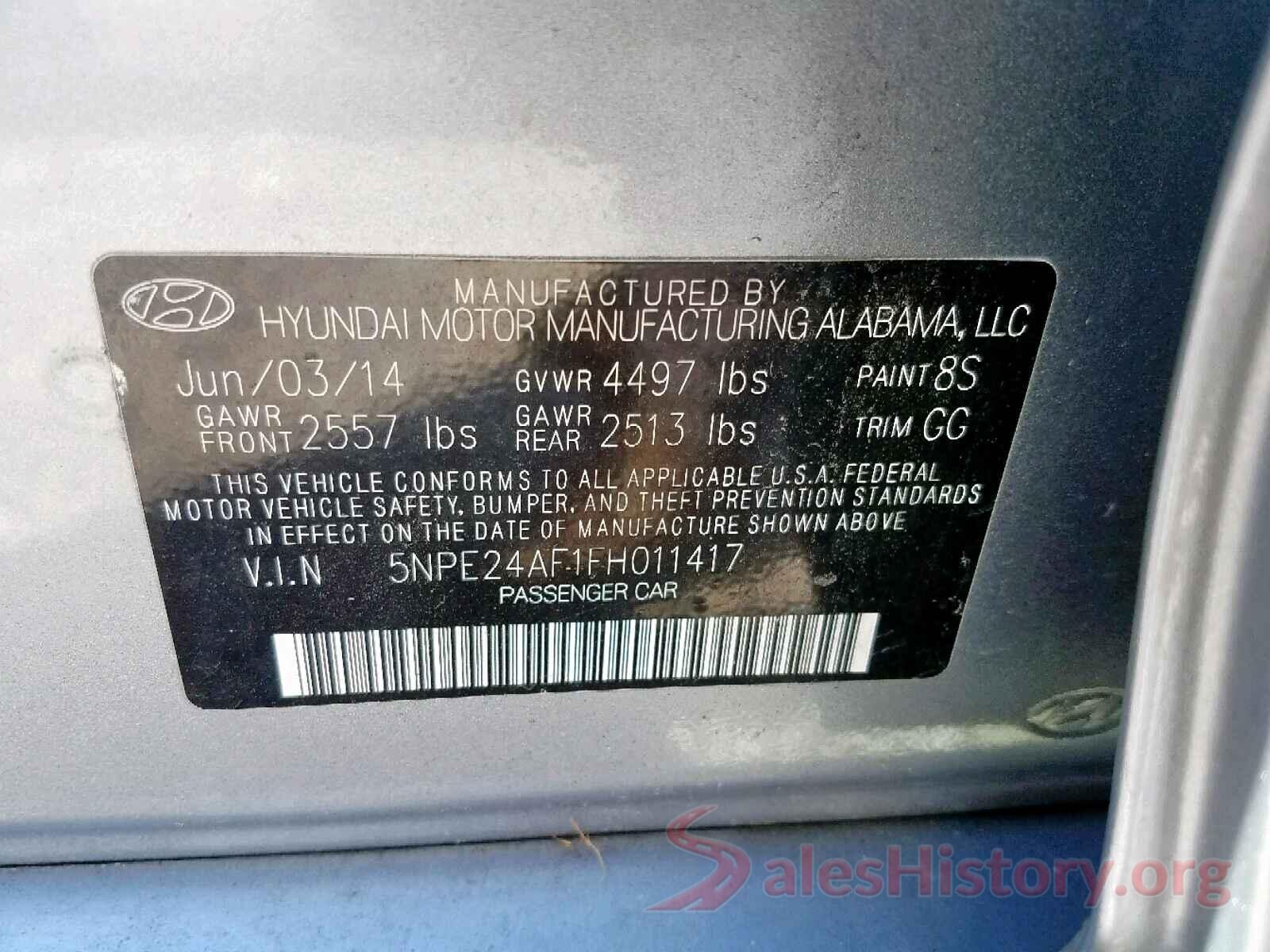 5NPE24AF1FH011417 2015 HYUNDAI SONATA