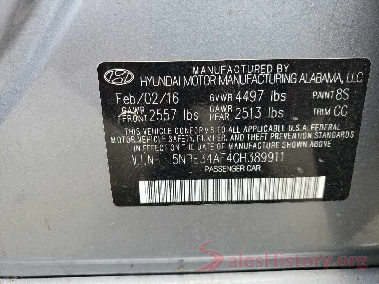 5NPE34AF4GH389911 2016 HYUNDAI SONATA