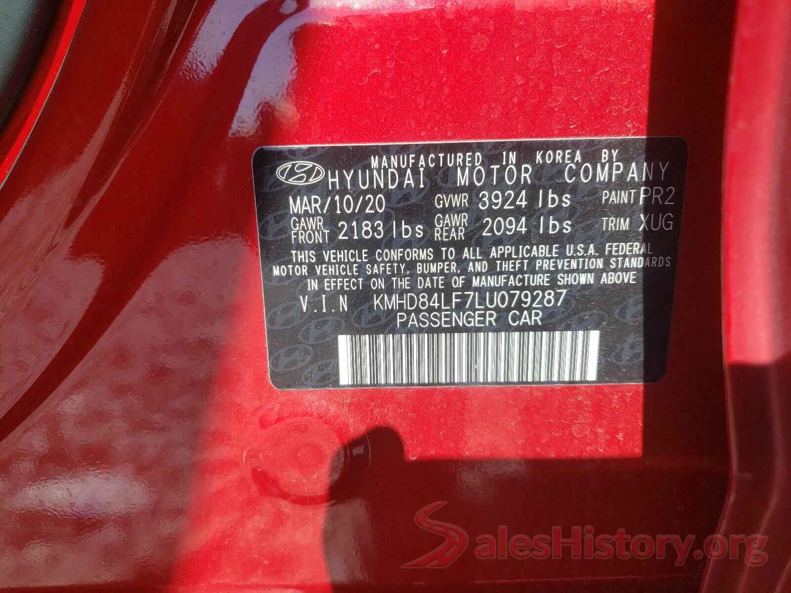 KMHD84LF7LU079287 2020 HYUNDAI ELANTRA