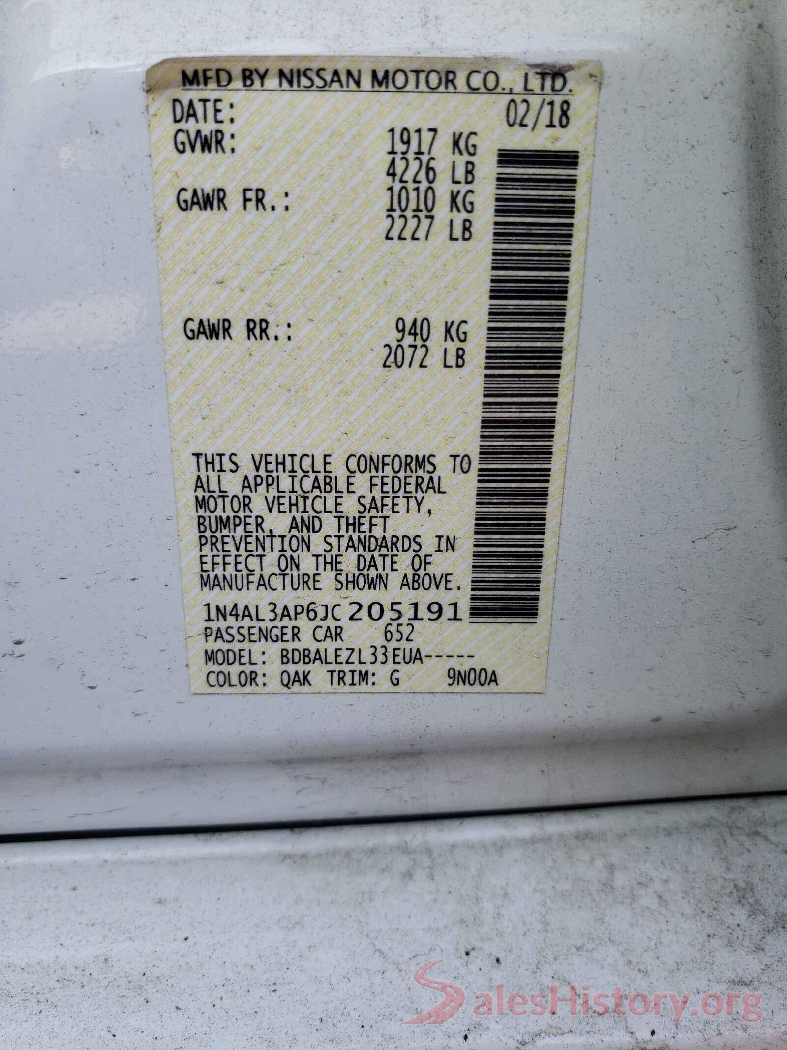 1N4AL3AP6JC205191 2018 NISSAN ALTIMA