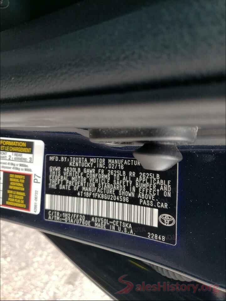 4T1BF1FK8GU204596 2016 TOYOTA CAMRY