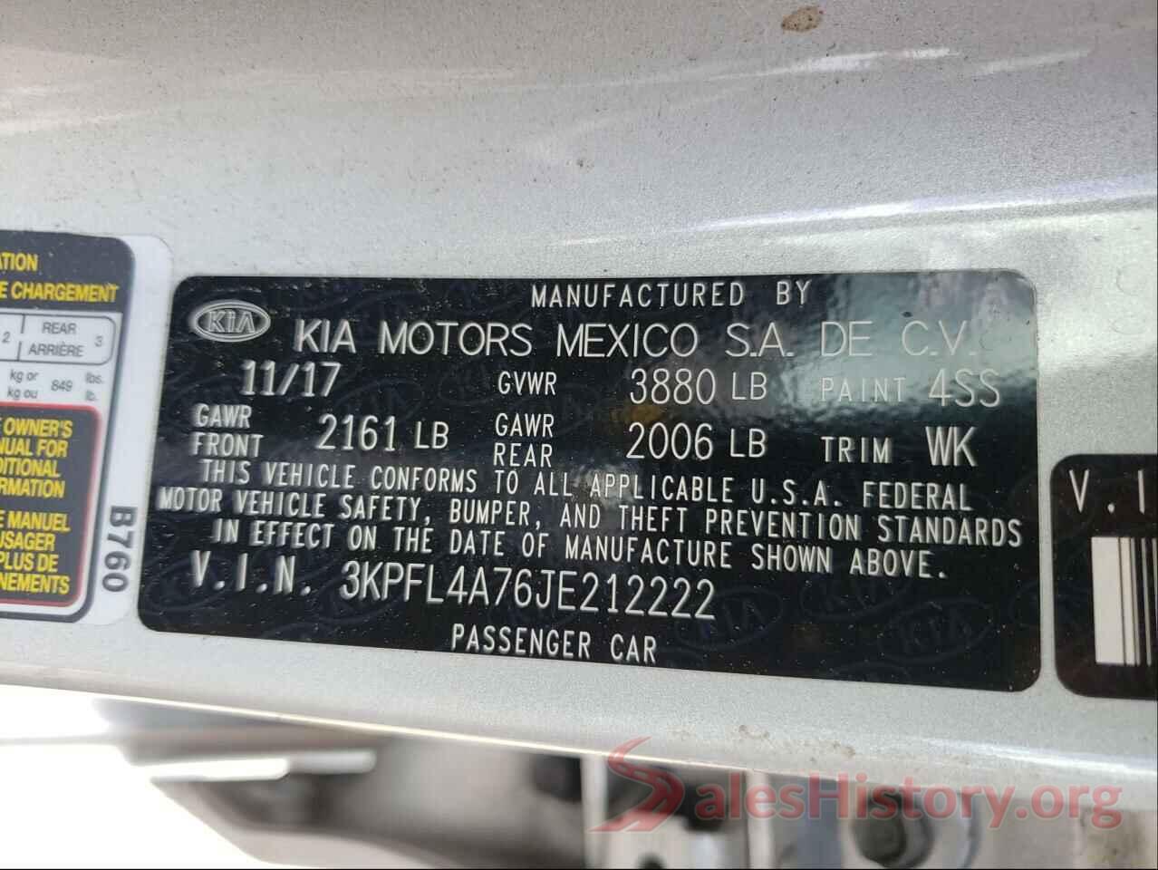 3KPFL4A76JE212222 2018 KIA FORTE