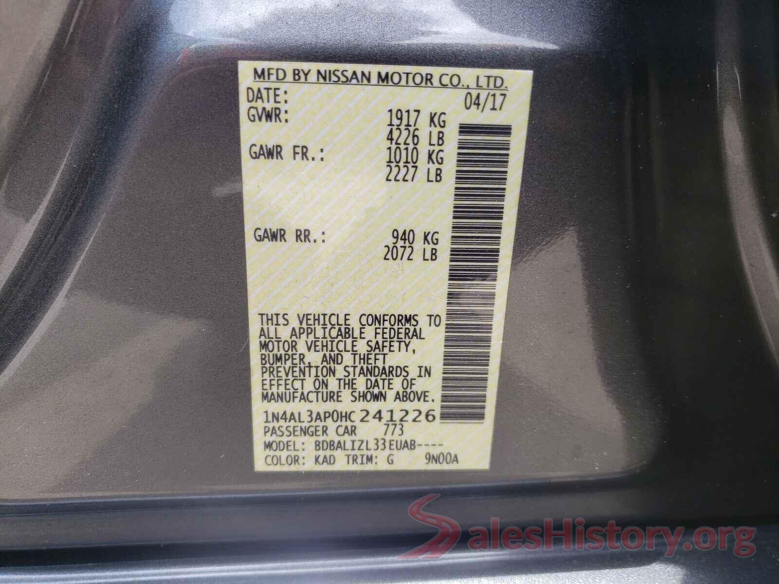 1N4AL3AP0HC241226 2017 NISSAN ALTIMA