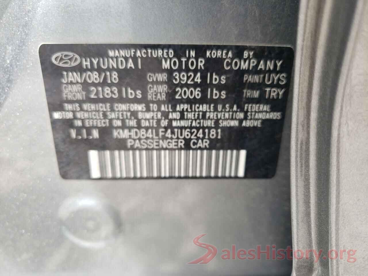 KMHD84LF4JU624181 2018 HYUNDAI ELANTRA