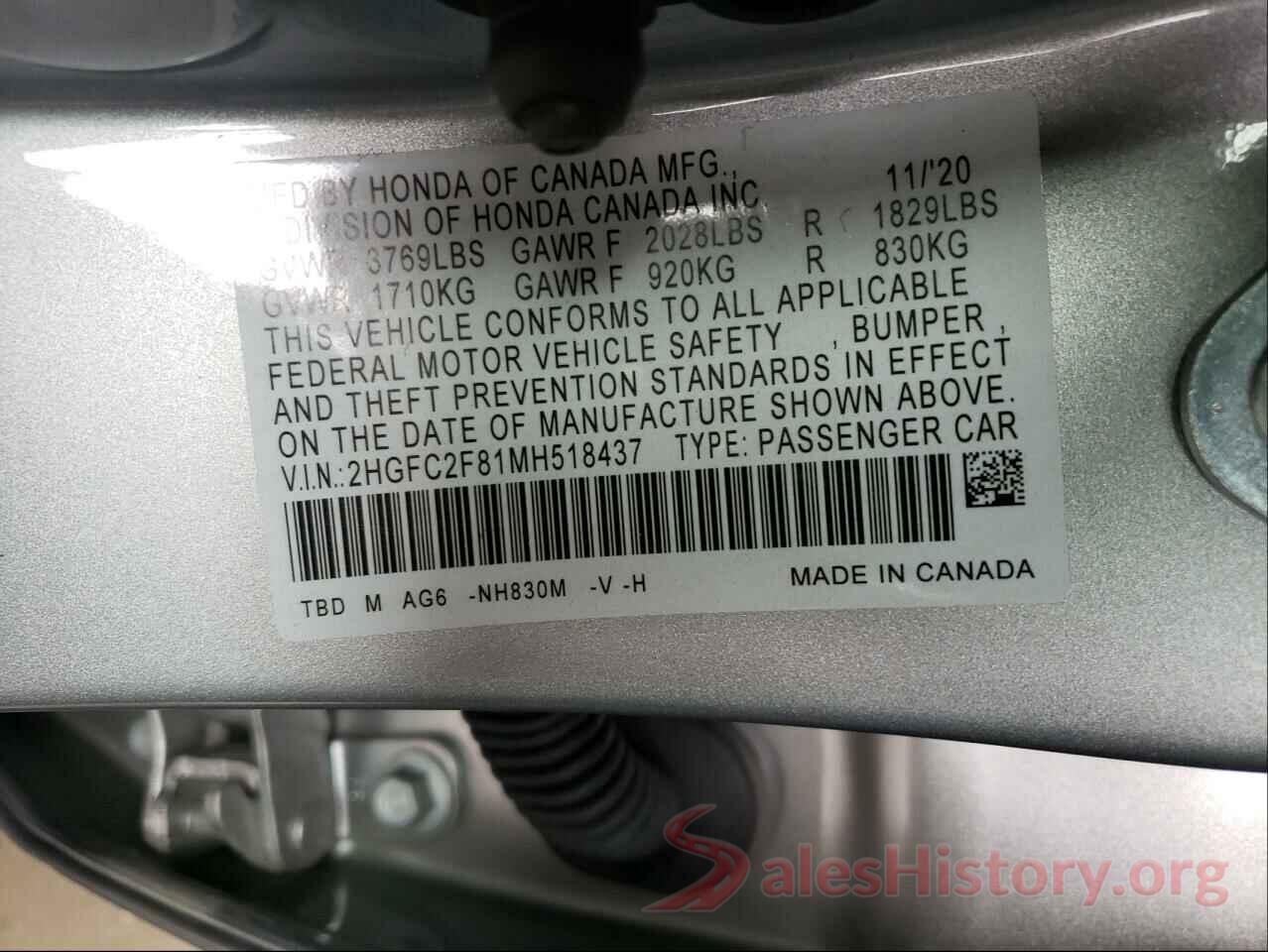 2HGFC2F81MH518437 2021 HONDA CIVIC