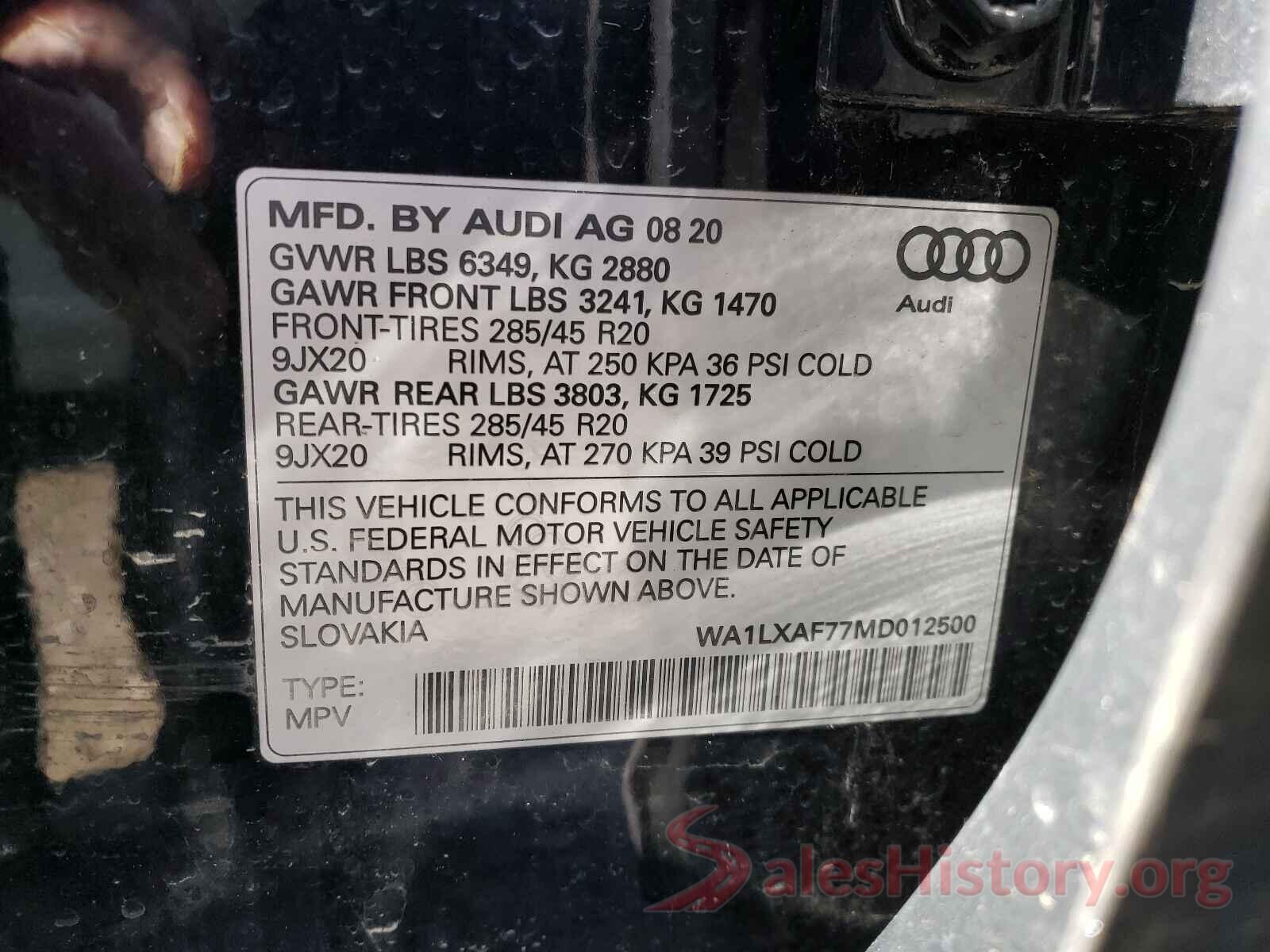 WA1LXAF77MD012500 2021 AUDI Q7