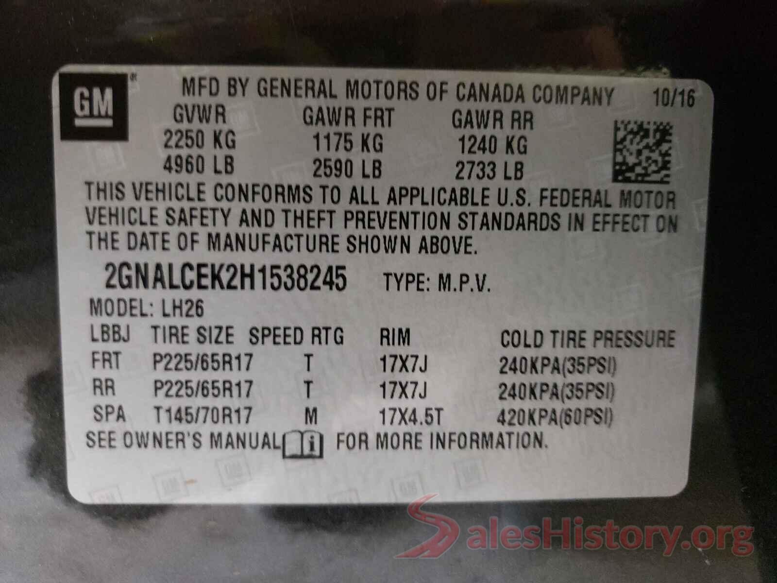 2GNALCEK2H1538245 2017 CHEVROLET EQUINOX