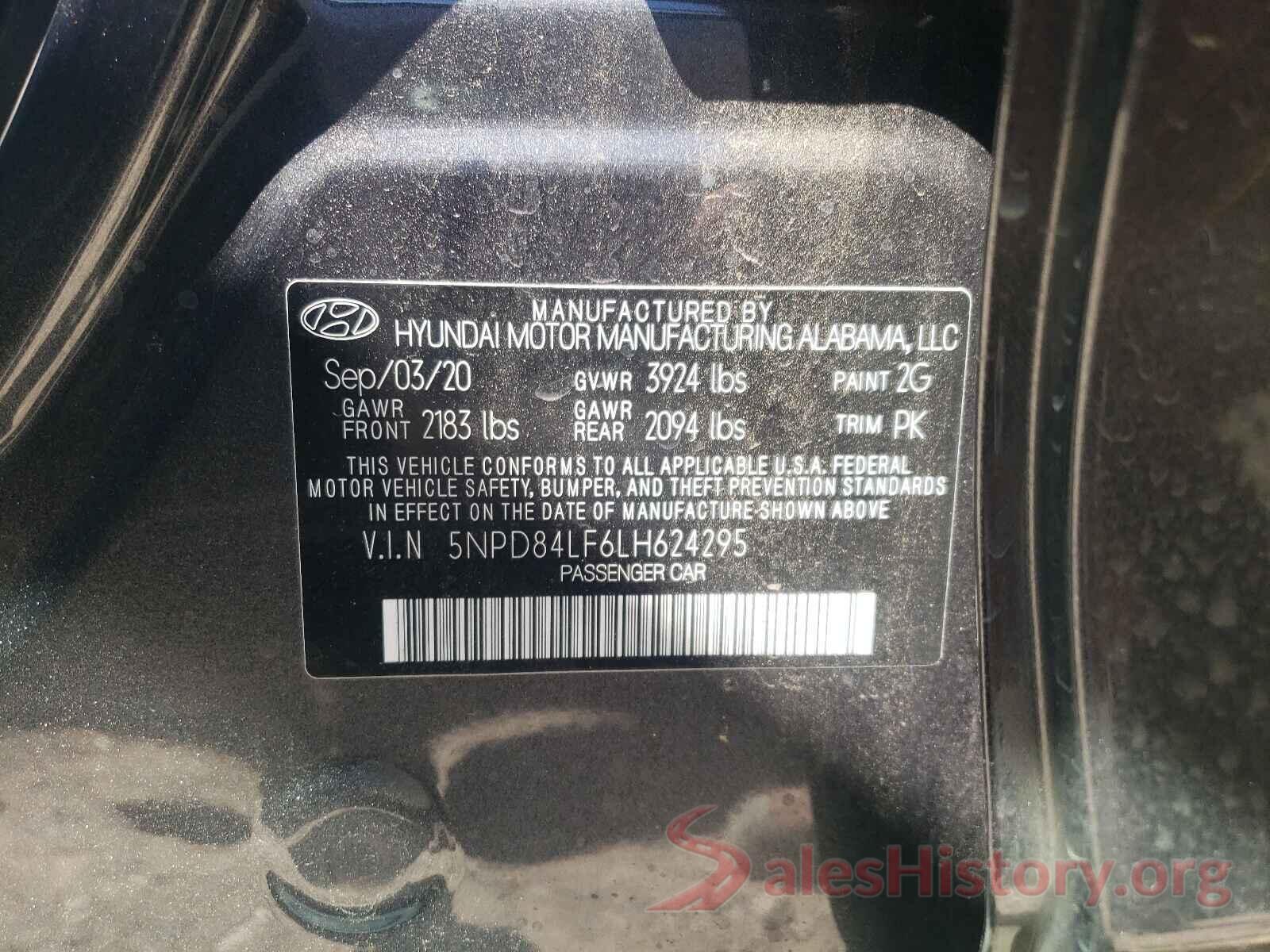 5NPD84LF6LH624295 2020 HYUNDAI ELANTRA