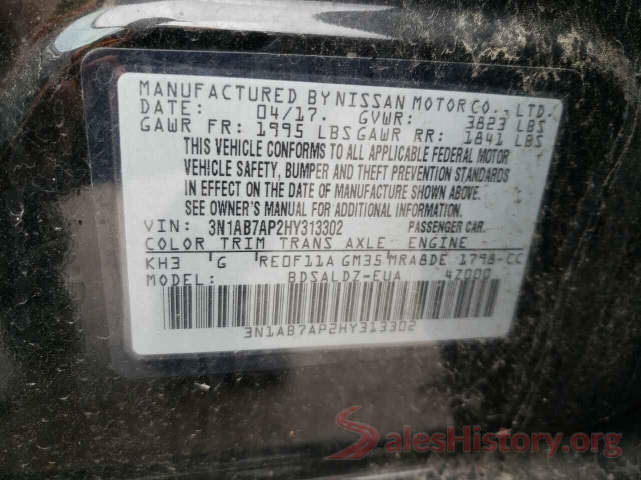 3N1AB7AP2HY313302 2017 NISSAN SENTRA