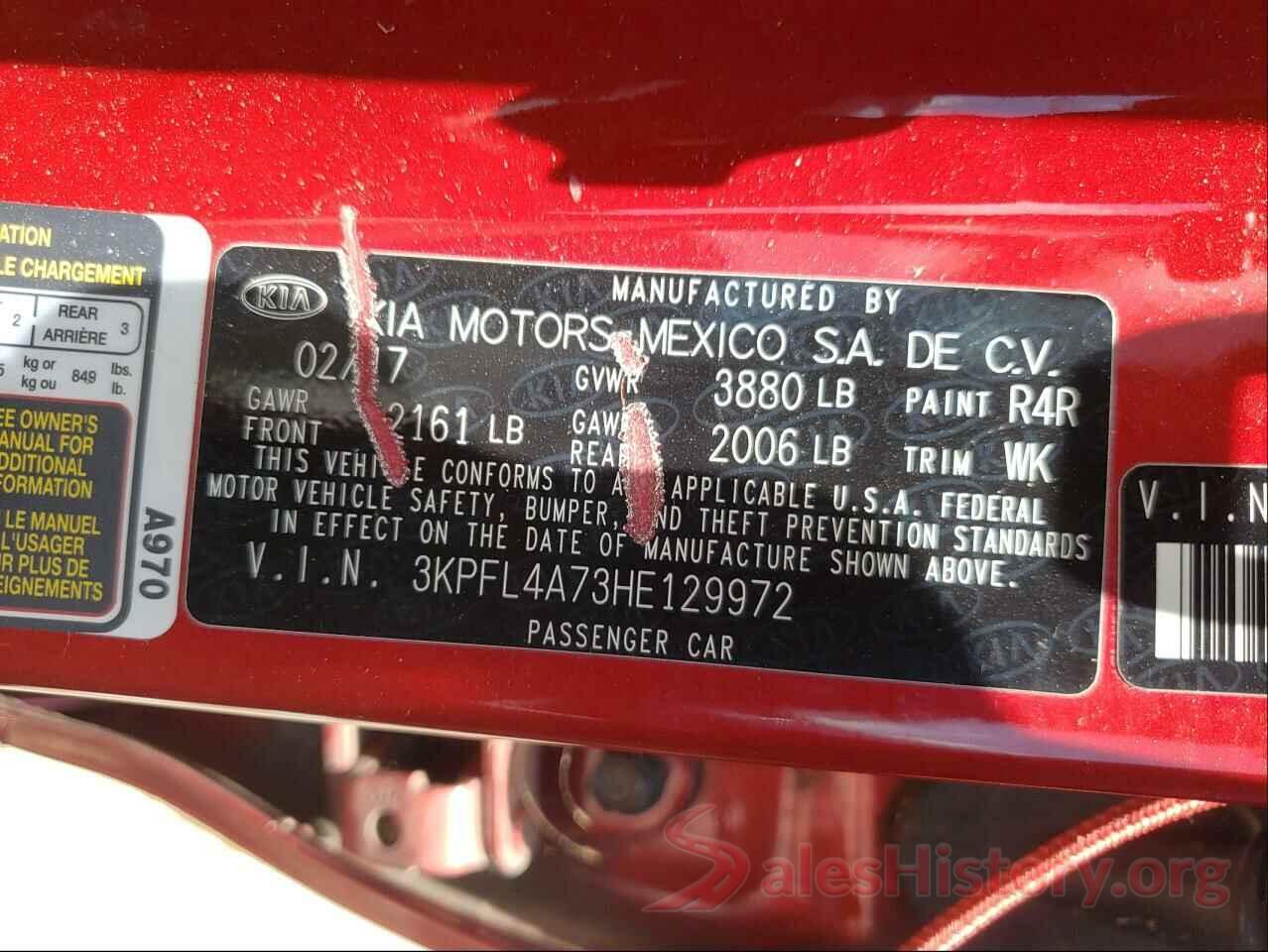 3KPFL4A73HE129972 2017 KIA FORTE