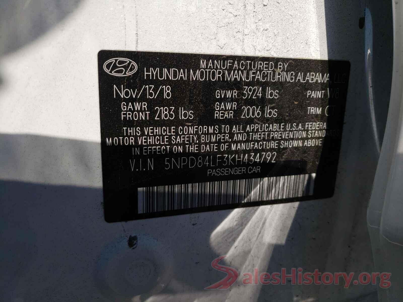 5NPD84LF3KH434792 2019 HYUNDAI ELANTRA