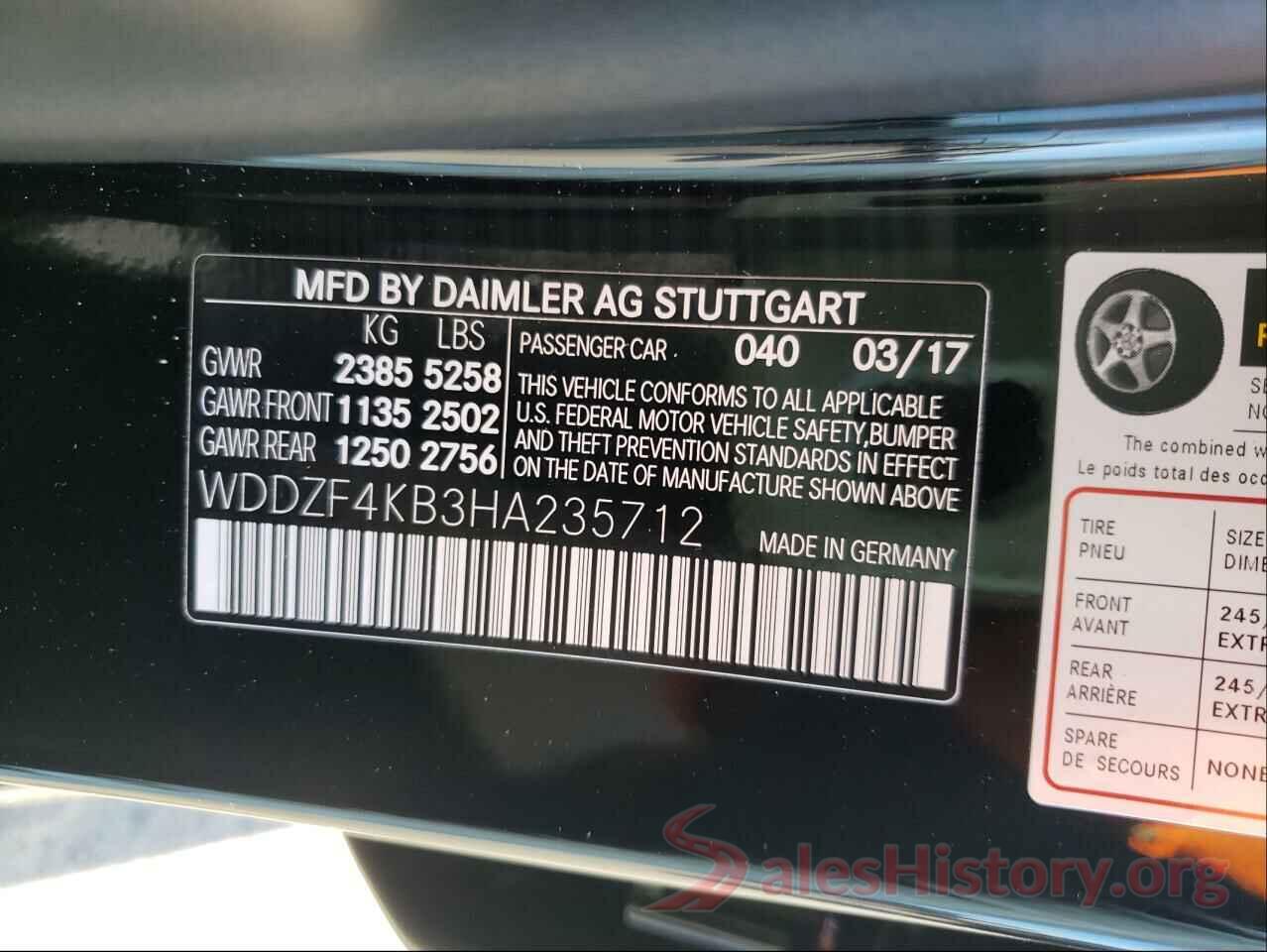 WDDZF4KB3HA235712 2017 MERCEDES-BENZ E-CLASS