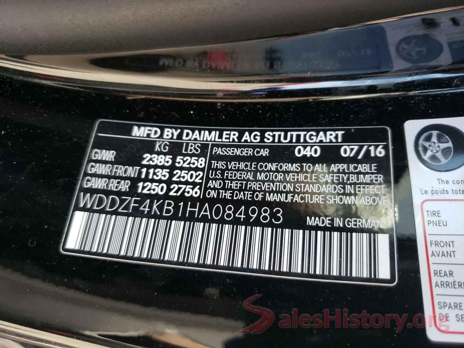 WDDZF4KB1HA084983 2017 MERCEDES-BENZ E-CLASS