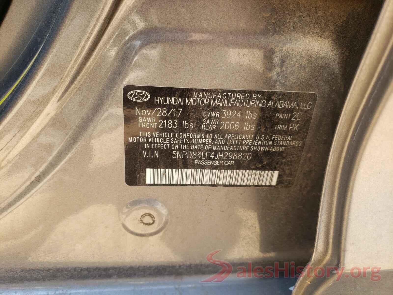 5NPD84LF4JH298820 2018 HYUNDAI ELANTRA