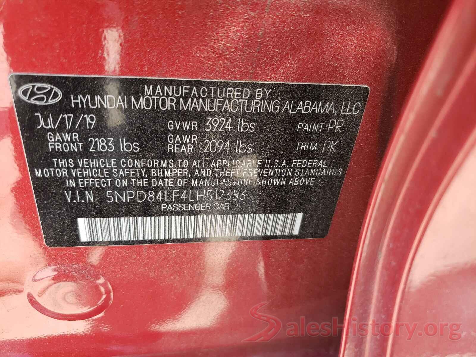 5NPD84LF4LH512353 2020 HYUNDAI ELANTRA