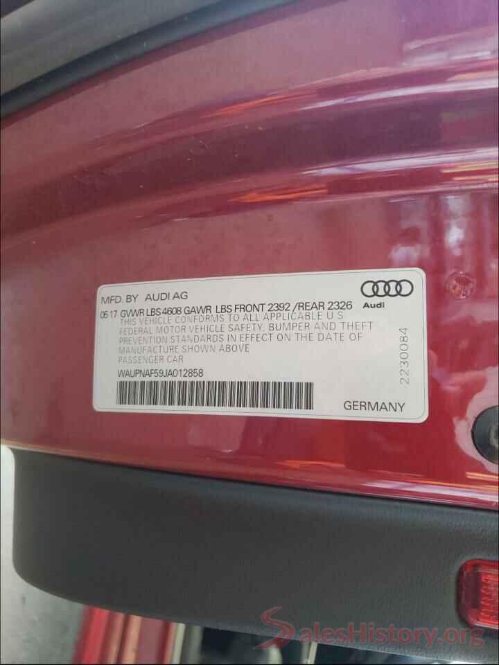 WAUPNAF59JA012858 2018 AUDI A5