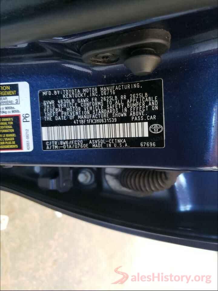 4T1BF1FK3HU631539 2017 TOYOTA CAMRY