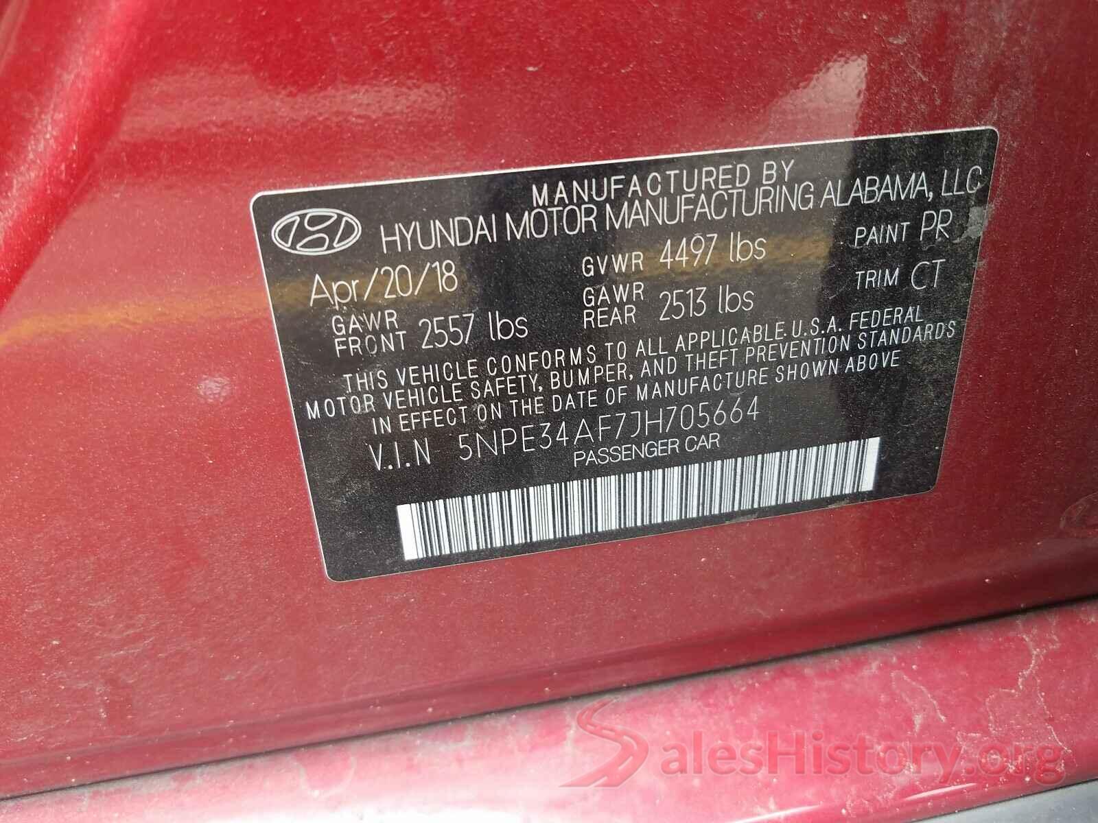 5NPE34AF7JH705664 2018 HYUNDAI SONATA