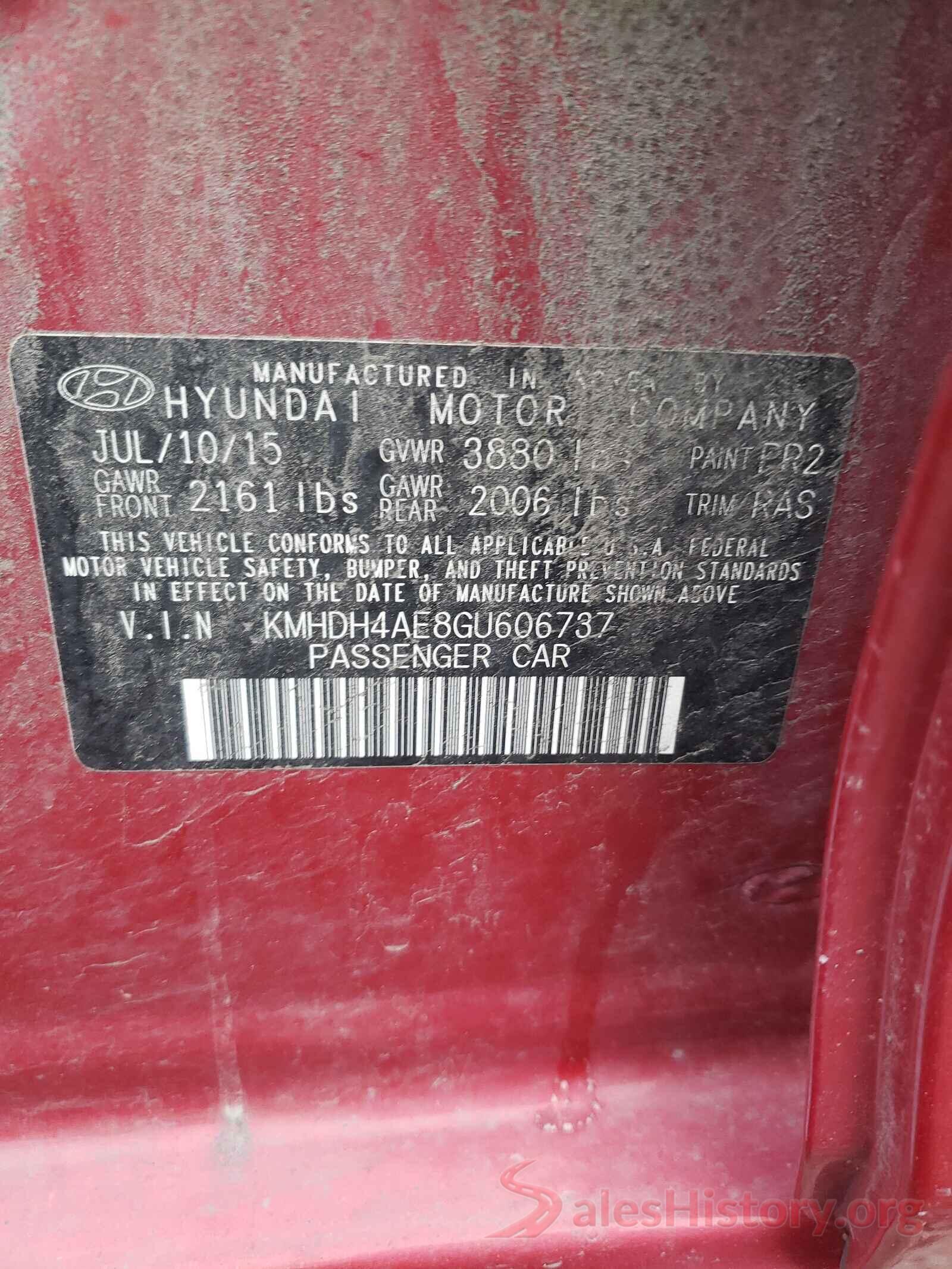 KMHDH4AE8GU606737 2016 HYUNDAI ELANTRA