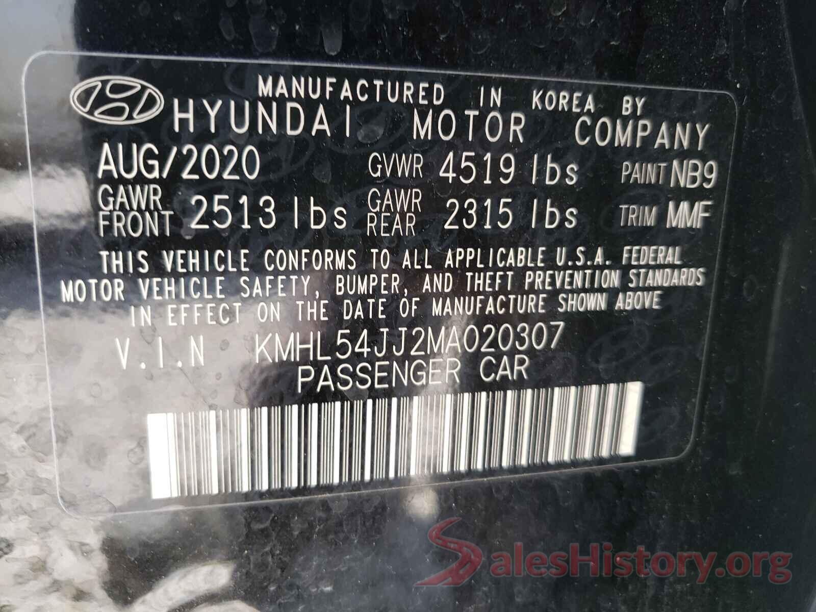 KMHL54JJ2MA020307 2021 HYUNDAI SONATA