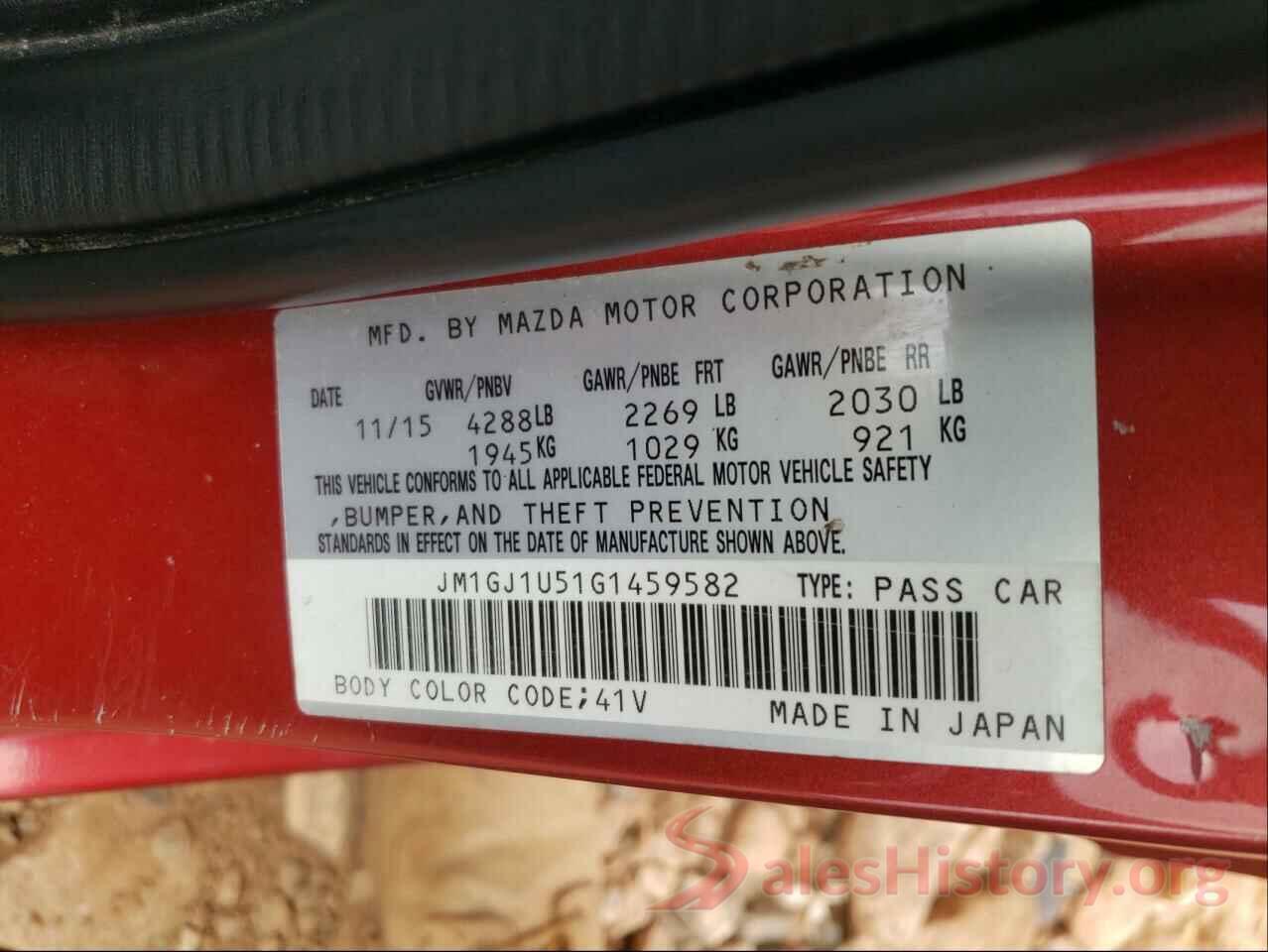 JM1GJ1U51G1459582 2016 MAZDA 6