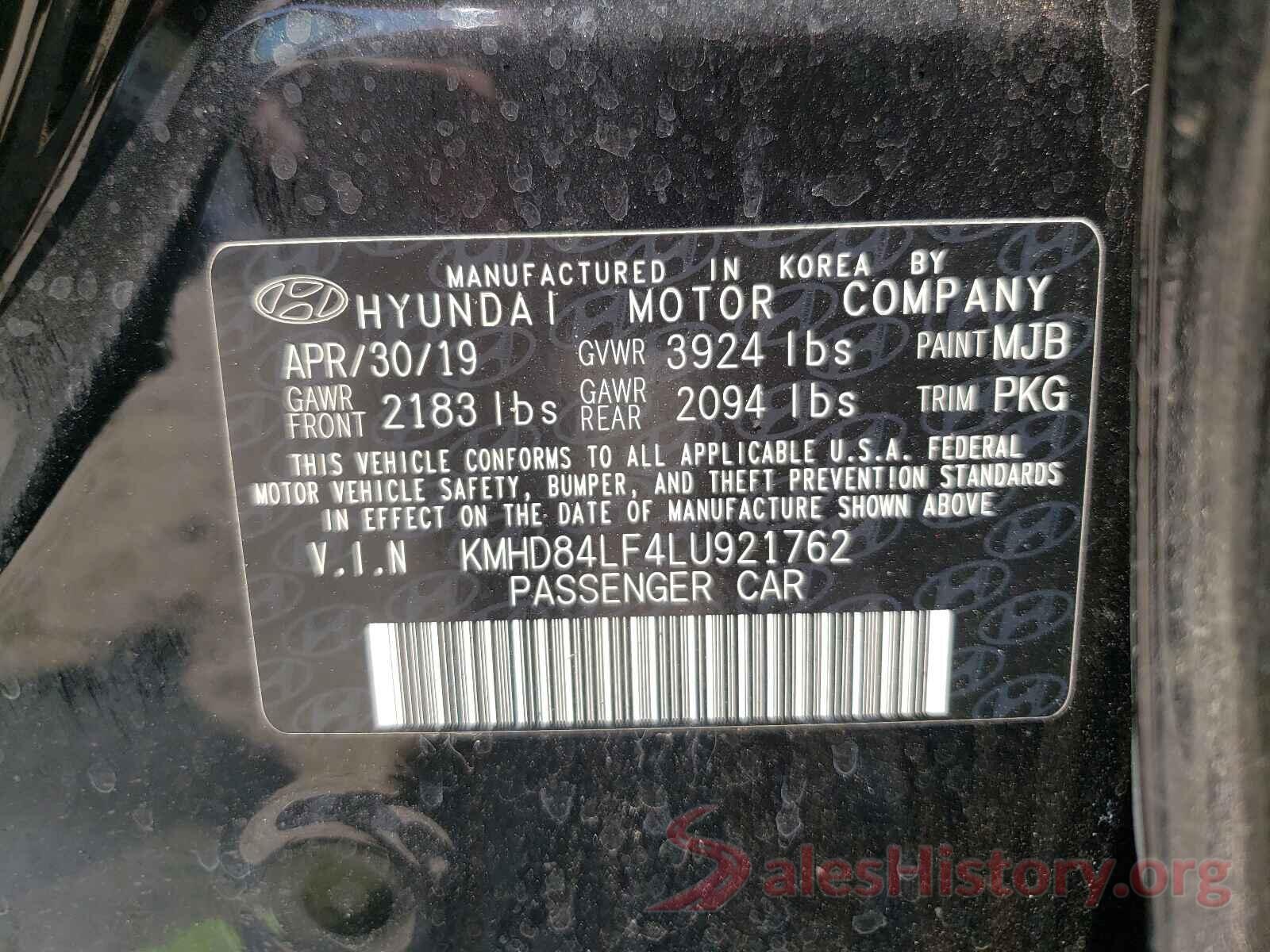 KMHD84LF4LU921762 2020 HYUNDAI ELANTRA