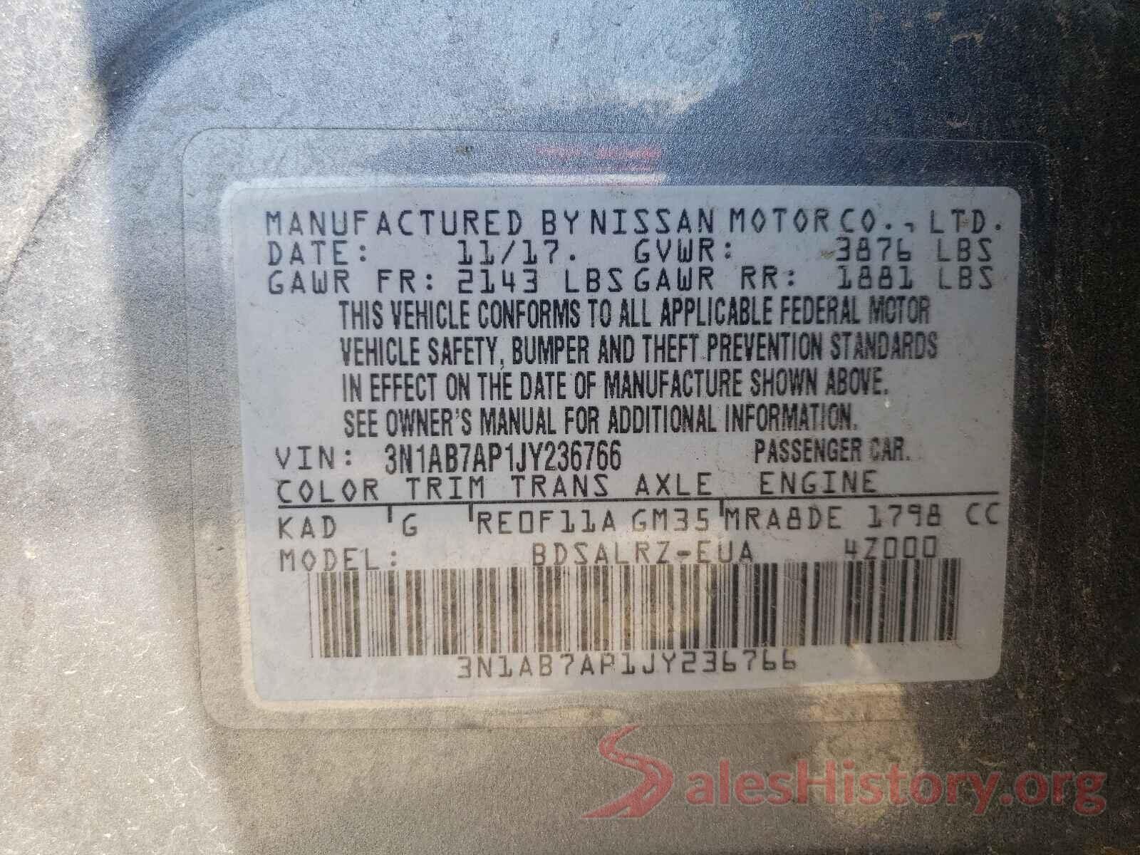 3N1AB7AP1JY236766 2018 NISSAN SENTRA