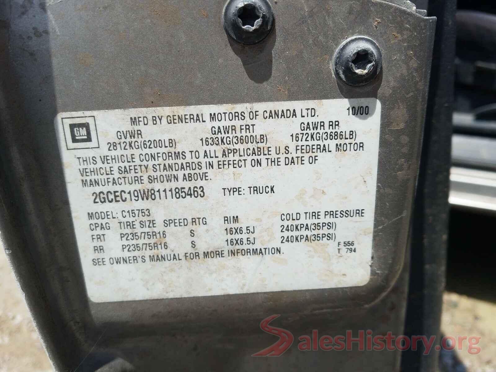 2GCEC19W811185463 2001 CHEVROLET ALL OTHER