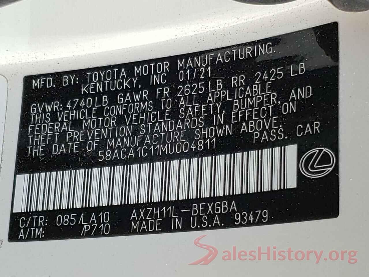 58ACA1C11MU004811 2021 LEXUS ES300