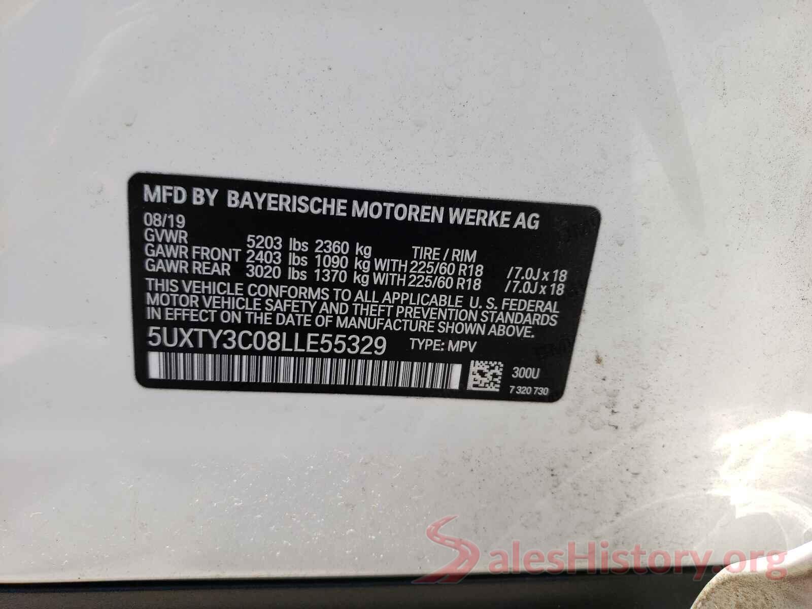 5UXTY3C08LLE55329 2020 BMW X3