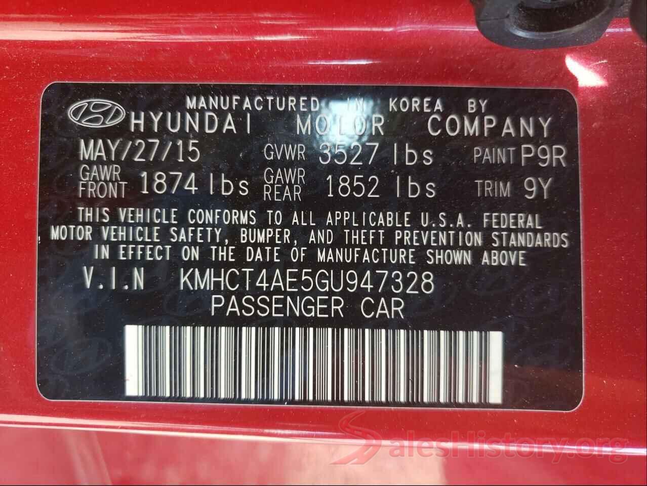 KMHCT4AE5GU947328 2016 HYUNDAI ACCENT