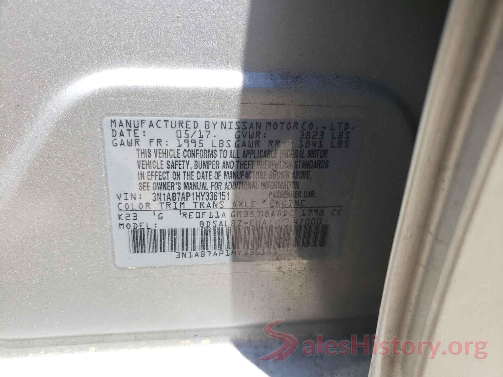 3N1AB7AP1HY336151 2017 NISSAN SENTRA