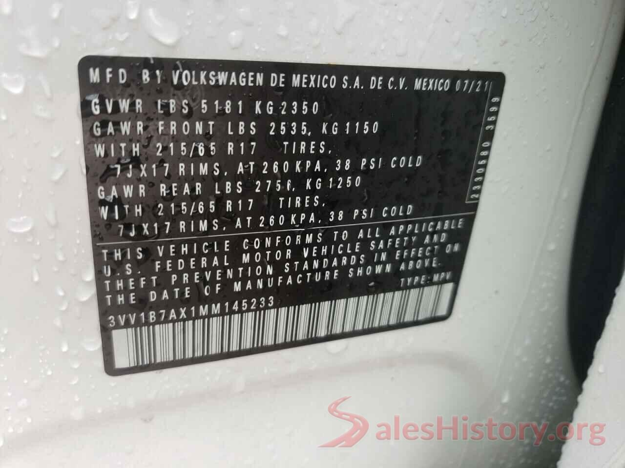 3VV1B7AX1MM145233 2021 VOLKSWAGEN TIGUAN