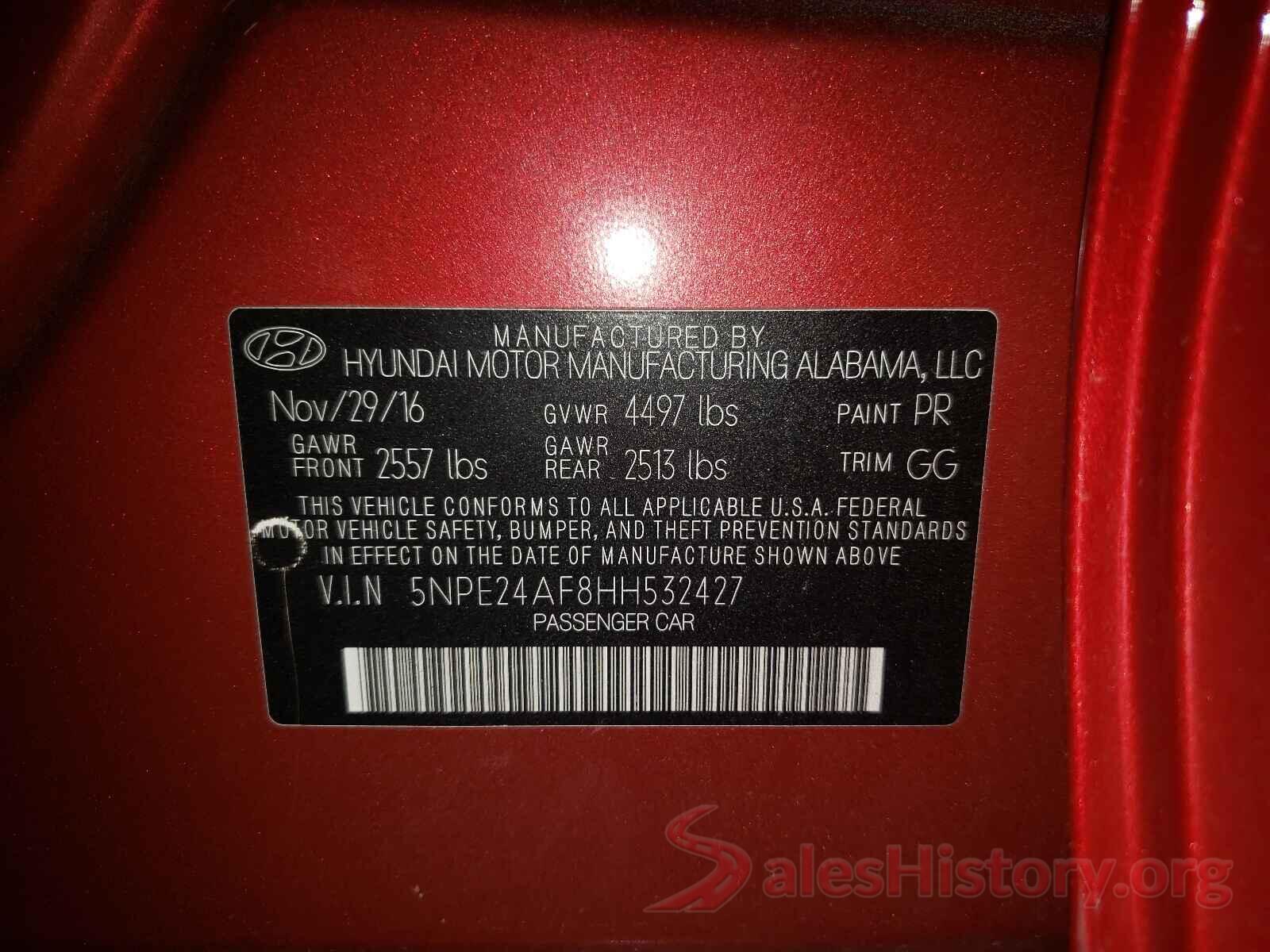 5NPE24AF8HH532427 2017 HYUNDAI SONATA