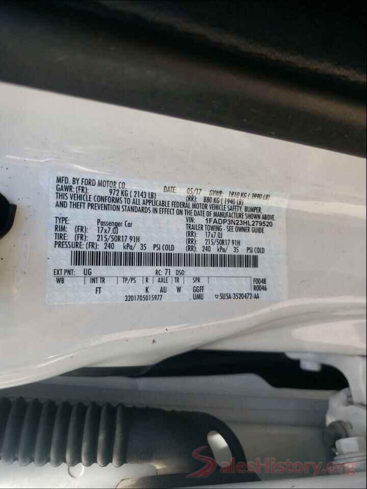 1FADP3N23HL279520 2017 FORD FOCUS