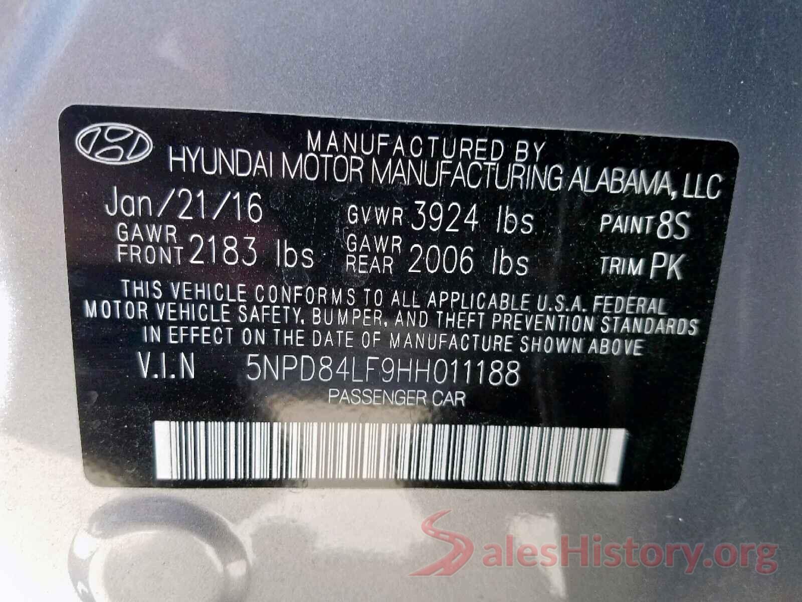 5NPD84LF9HH011188 2017 HYUNDAI ELANTRA