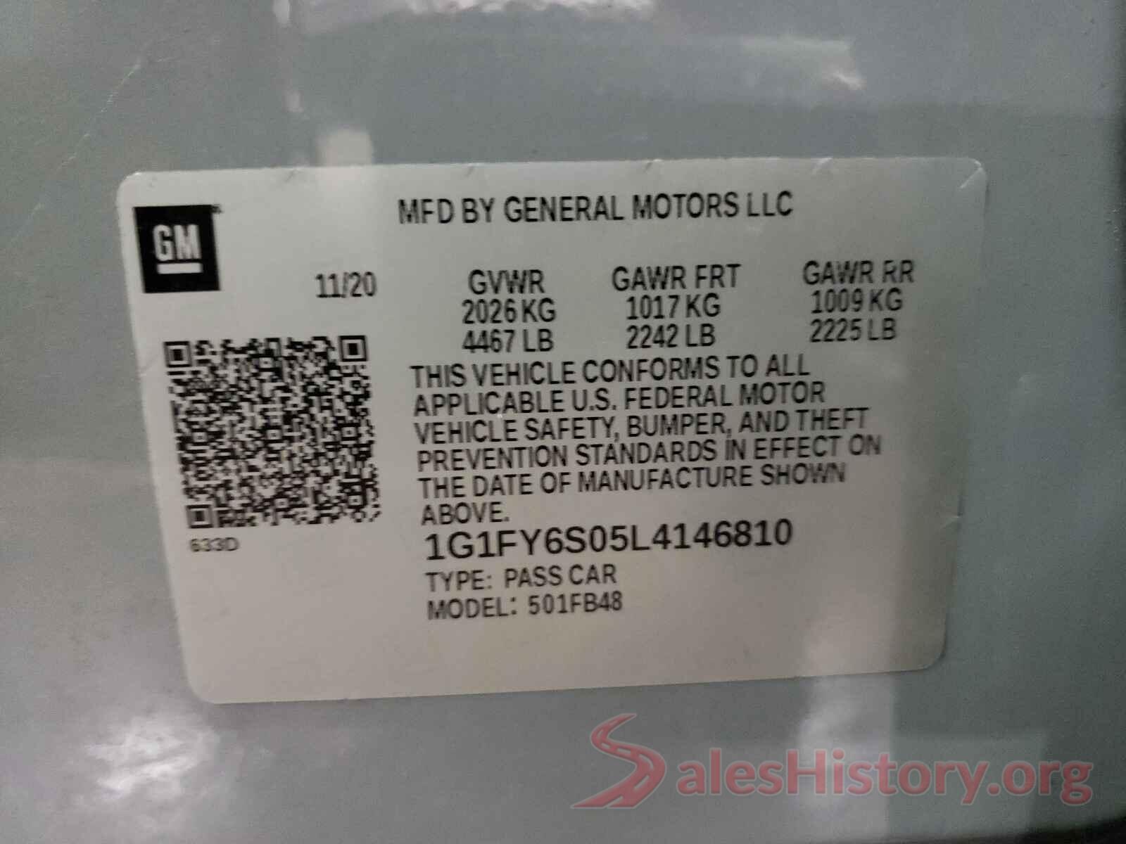 1G1FY6S05L4146810 2020 CHEVROLET BOLT