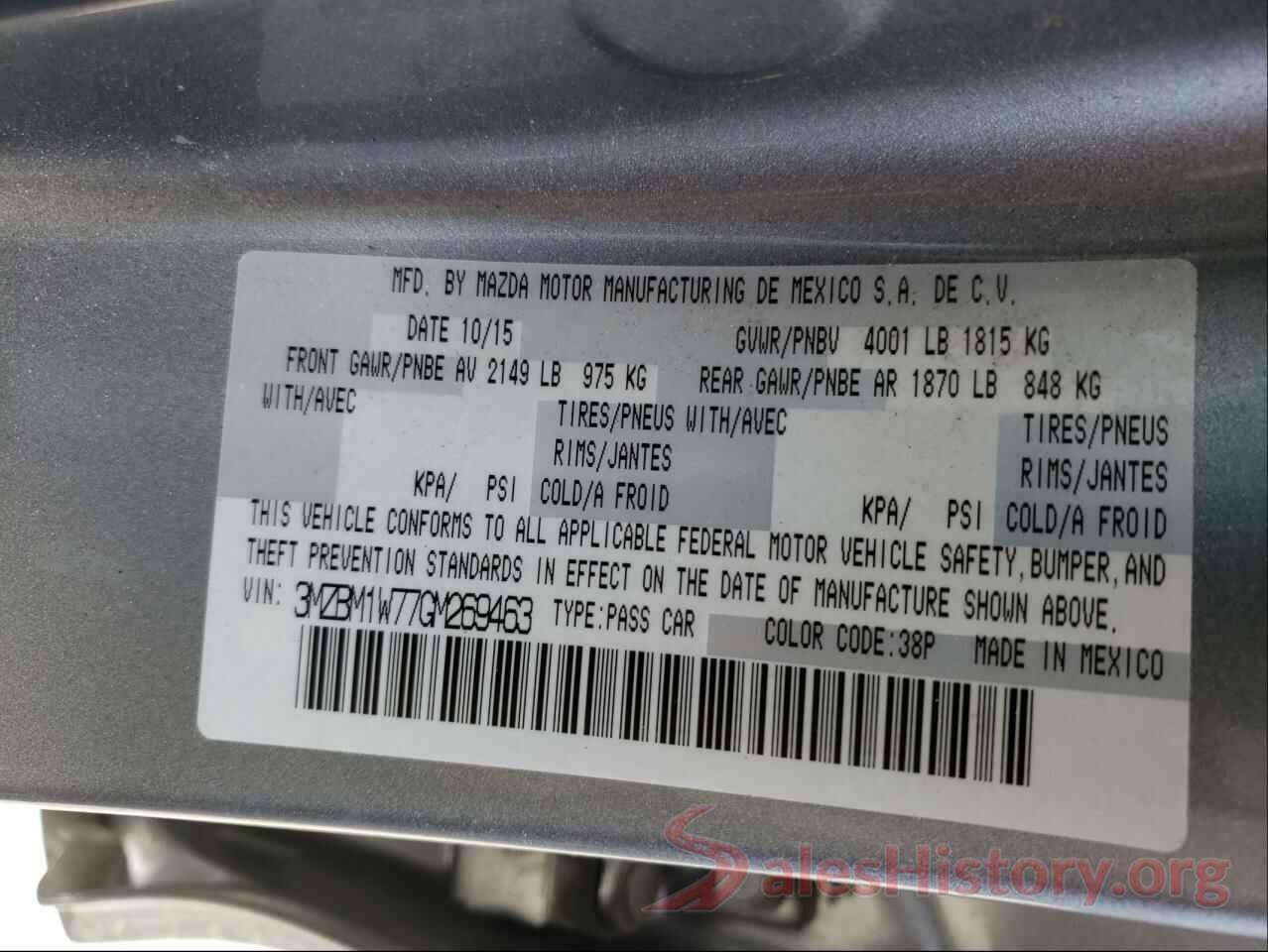 3MZBM1W77GM269463 2016 MAZDA 3