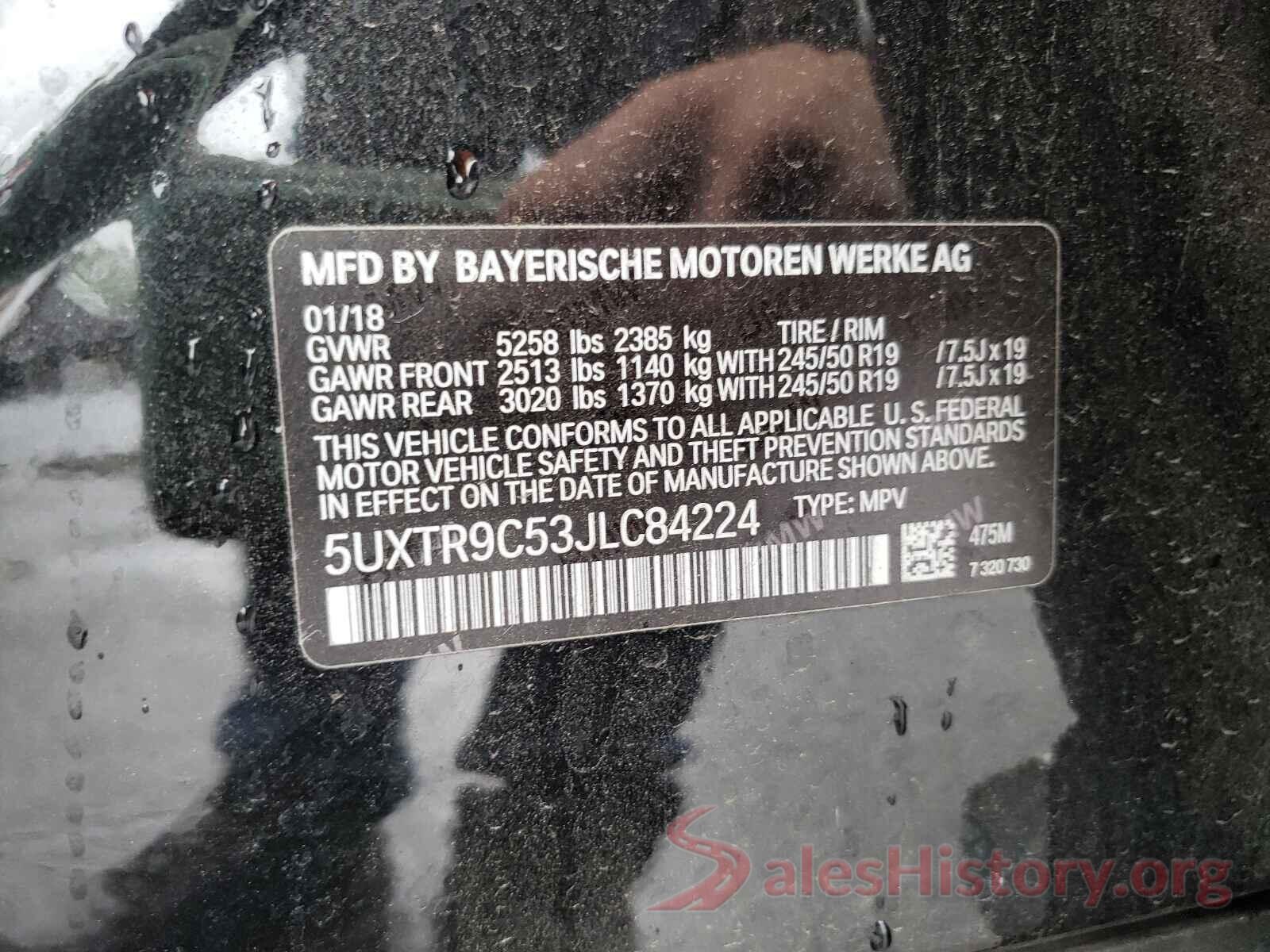 5UXTR9C53JLC84224 2018 BMW X3