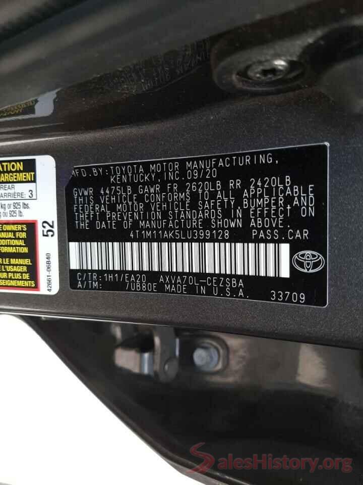 4T1M11AK5LU399128 2020 TOYOTA CAMRY