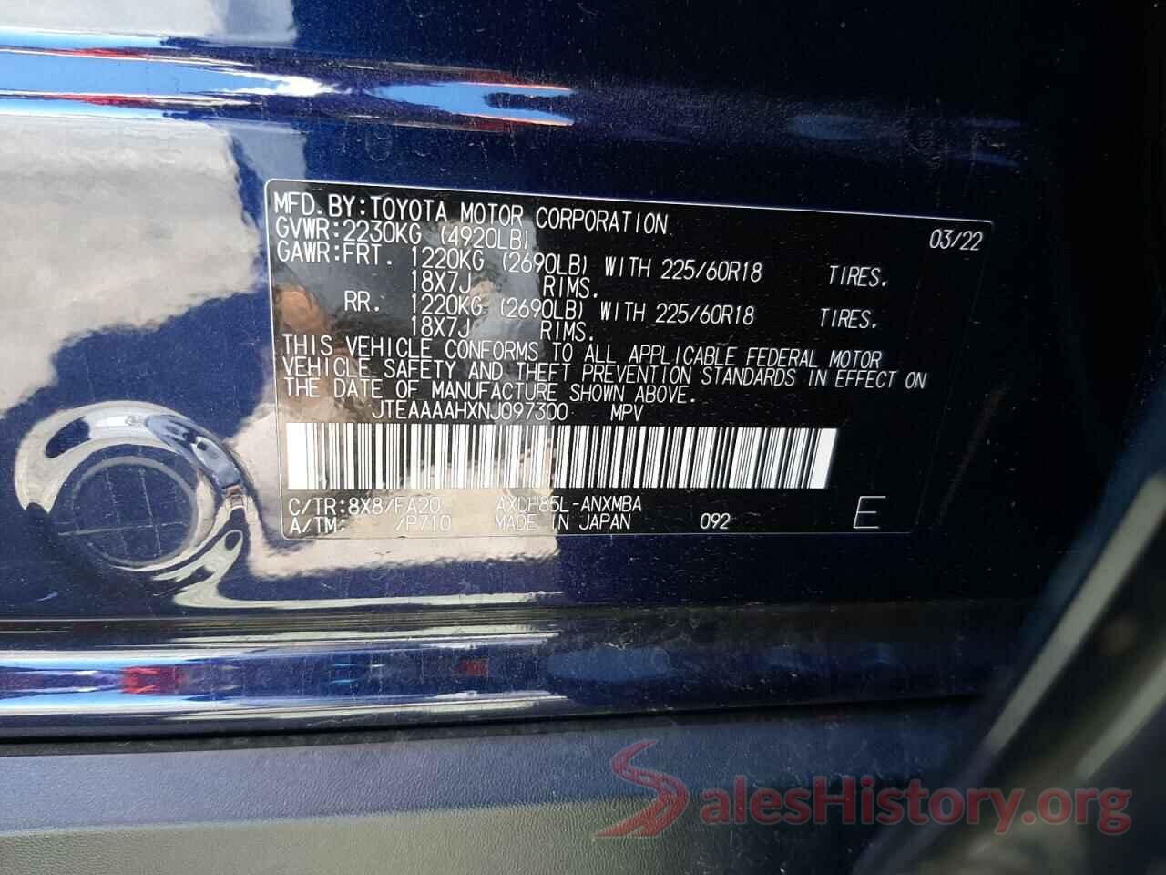 JTEAAAAHXNJ097300 2022 TOYOTA VENZA