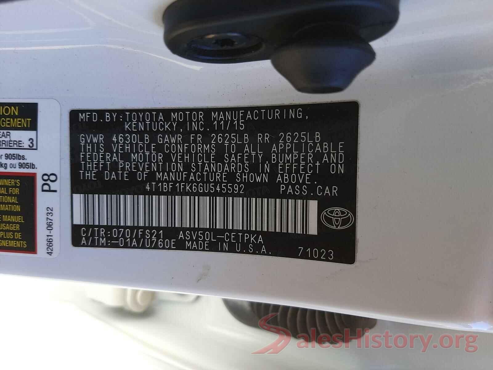 4T1BF1FK6GU545592 2016 TOYOTA CAMRY