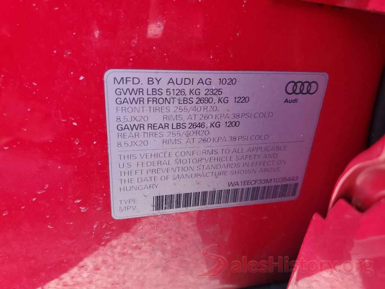 WA1EECF33M1035443 2021 AUDI Q3