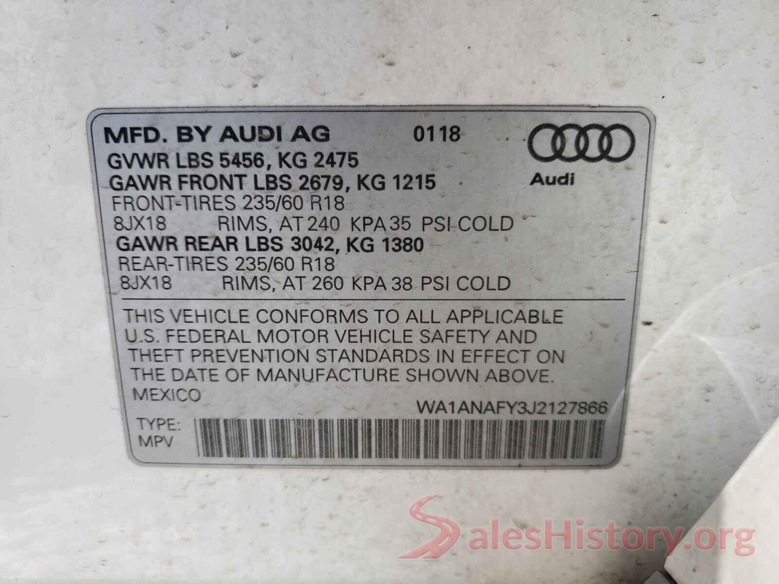 WA1ANAFY3J2127866 2018 AUDI Q5