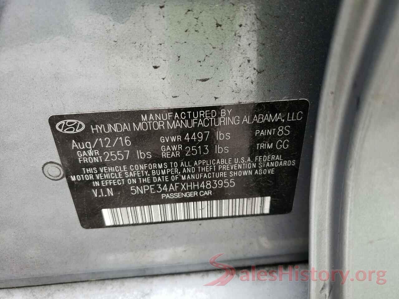 5NPE34AFXHH483955 2017 HYUNDAI SONATA